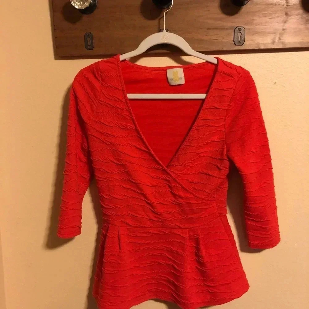 Anthropologie Orange Blouse